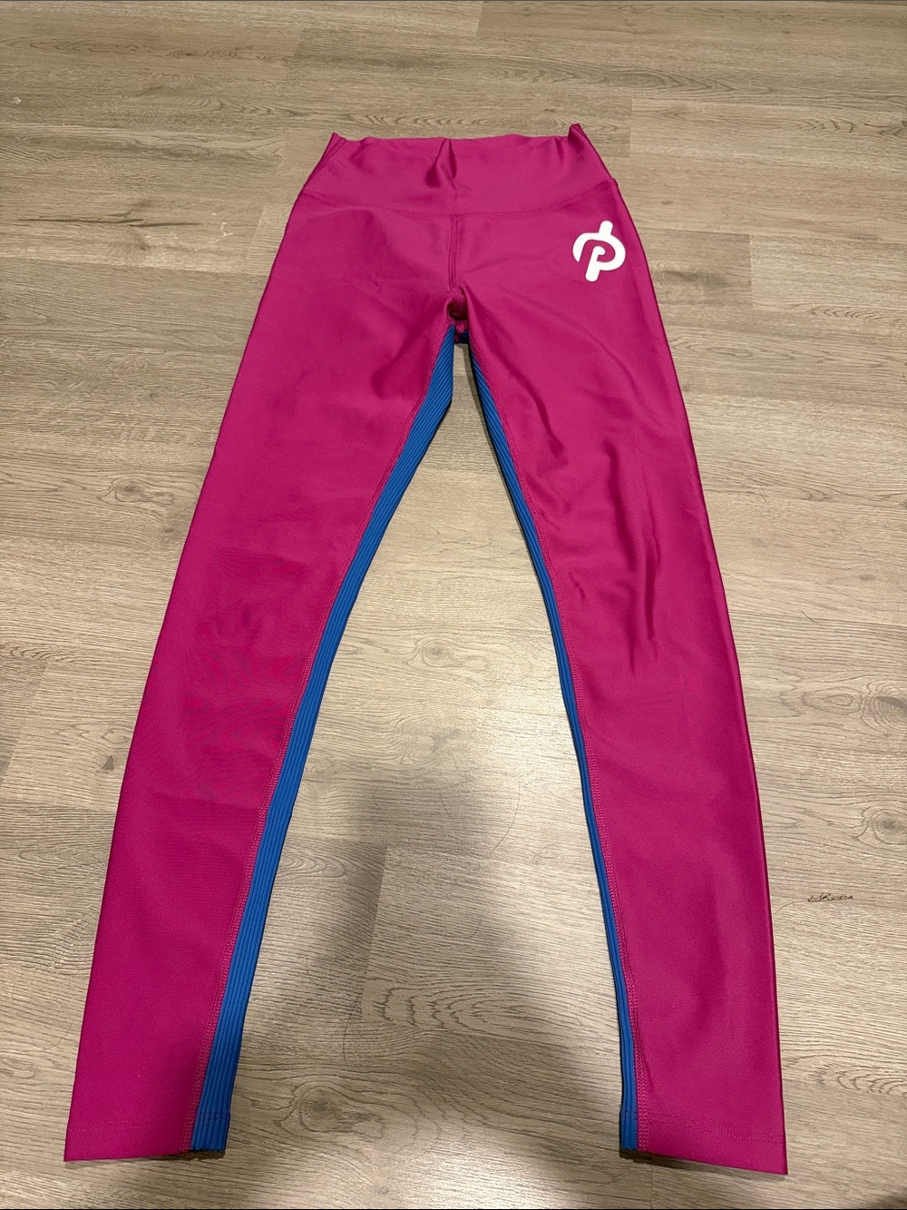 Peloton Fuchsia Leggings with Blue Side Panels
